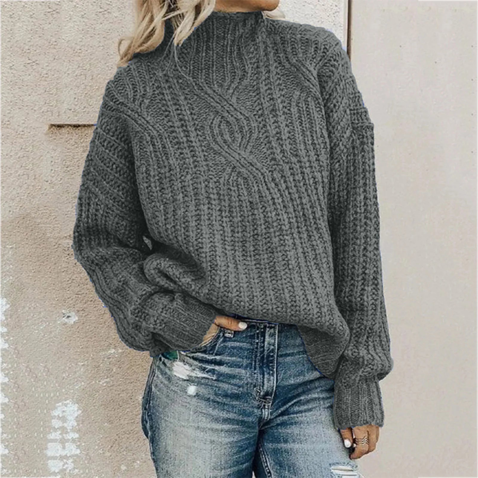 Casual Solid Long Sleeve Sweater for women